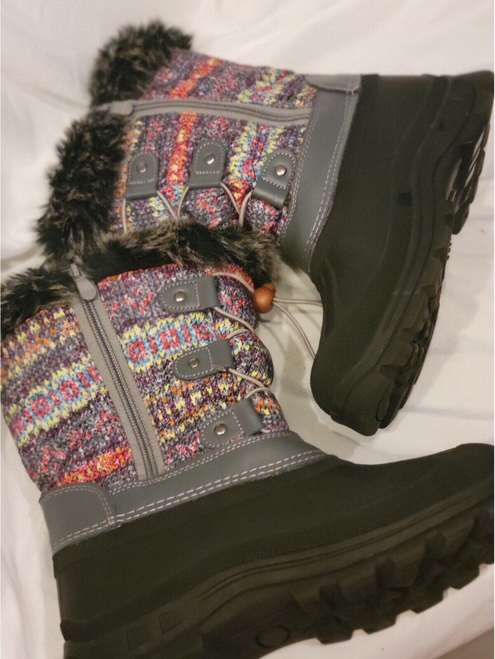 Dream Pairs Girls Size 5 Snow Boots Waterproof Black Gray Purple Pink Yellow